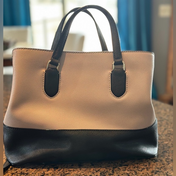 Kate Spade Evangelie tan & black leather compartment crossbody satchel purse bag - Picture 4 of 9